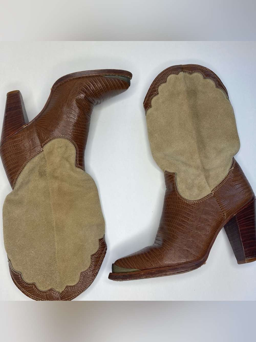 Zodiac Western Suede Leather Boot Size 6.5 Cowgirl Tan Brown - Picture 2 of 9